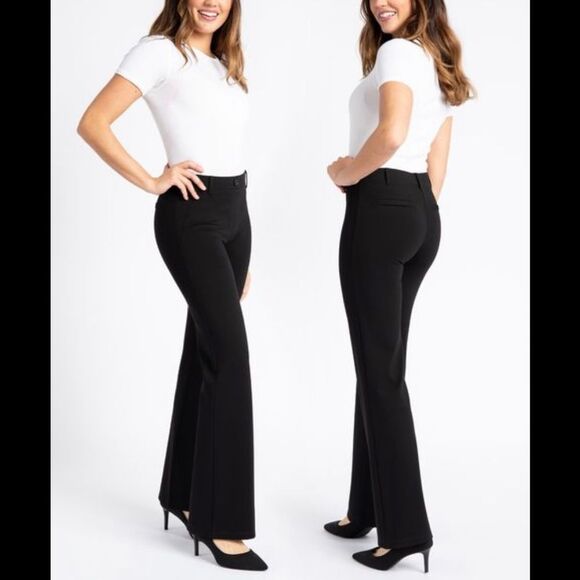 Betabrand Dress Yoga Pants Bootcut Black Pull On Elastic Waist Pants - Picture 3 of 10